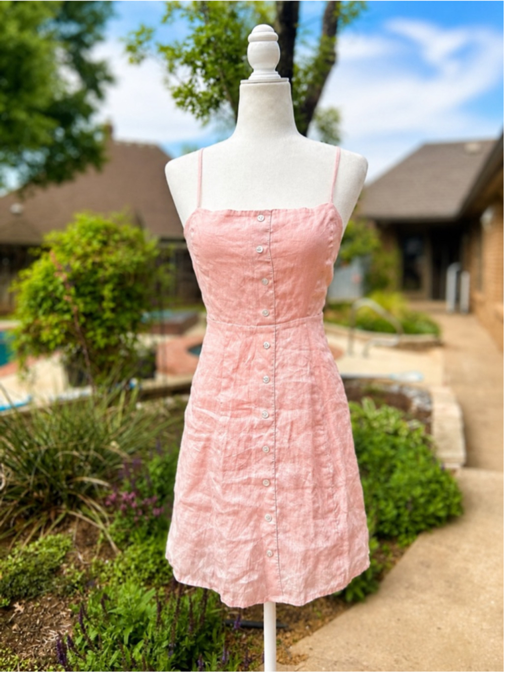 Capulet Pink Linen Open Back Mini Dress XS